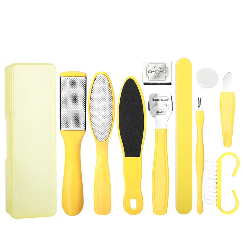 Professional Callus Remover Foot Rasp Peeling Dead Skin Removal Kit 10 In1 Stainless Steel Salon & Home Use Pedicure Tools Foot