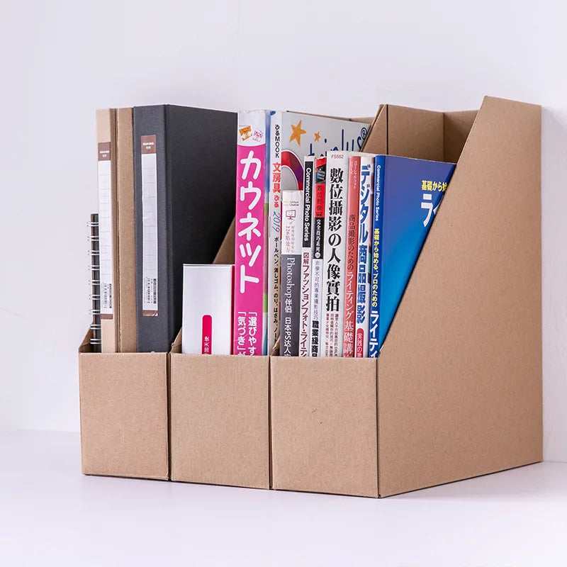 Customized Metal A4 File Storage Box Vertical Office Rack Dormitory Desktop Organization Cabinet Kraft Paper Book Stand JINSHI