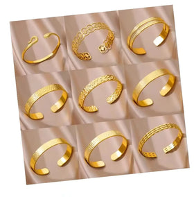 Fashion Fine Jewlery Simple Stainless Steel Hammer Pattern Irregular Non Fading Open Cuff Bangles Bracelet for Wom