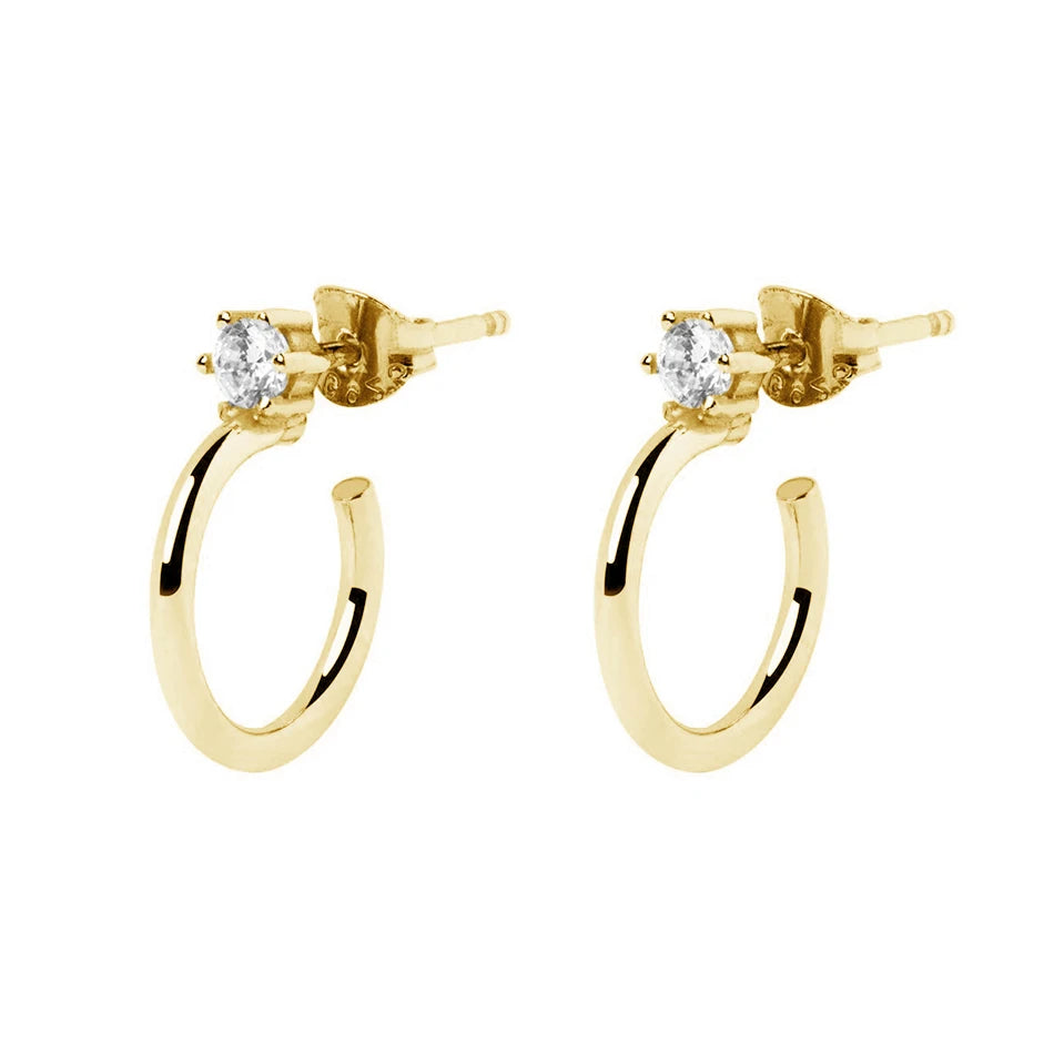 Nagosa Dainty Ready to Ship 925 Sterling Silver Jewelry 18k 14k Gold Vermeil Spark Cubic Zirconia Hoop Earrings