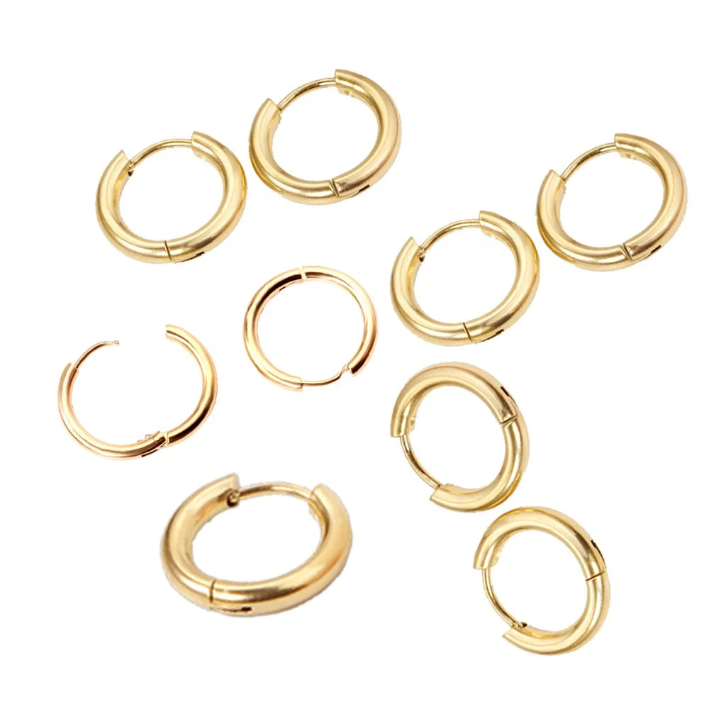 Earring Wholesale Women 18k Gold Plated Earring Hooks Round Stainless Steel Hoop Earring Hooks for Jewellery Making