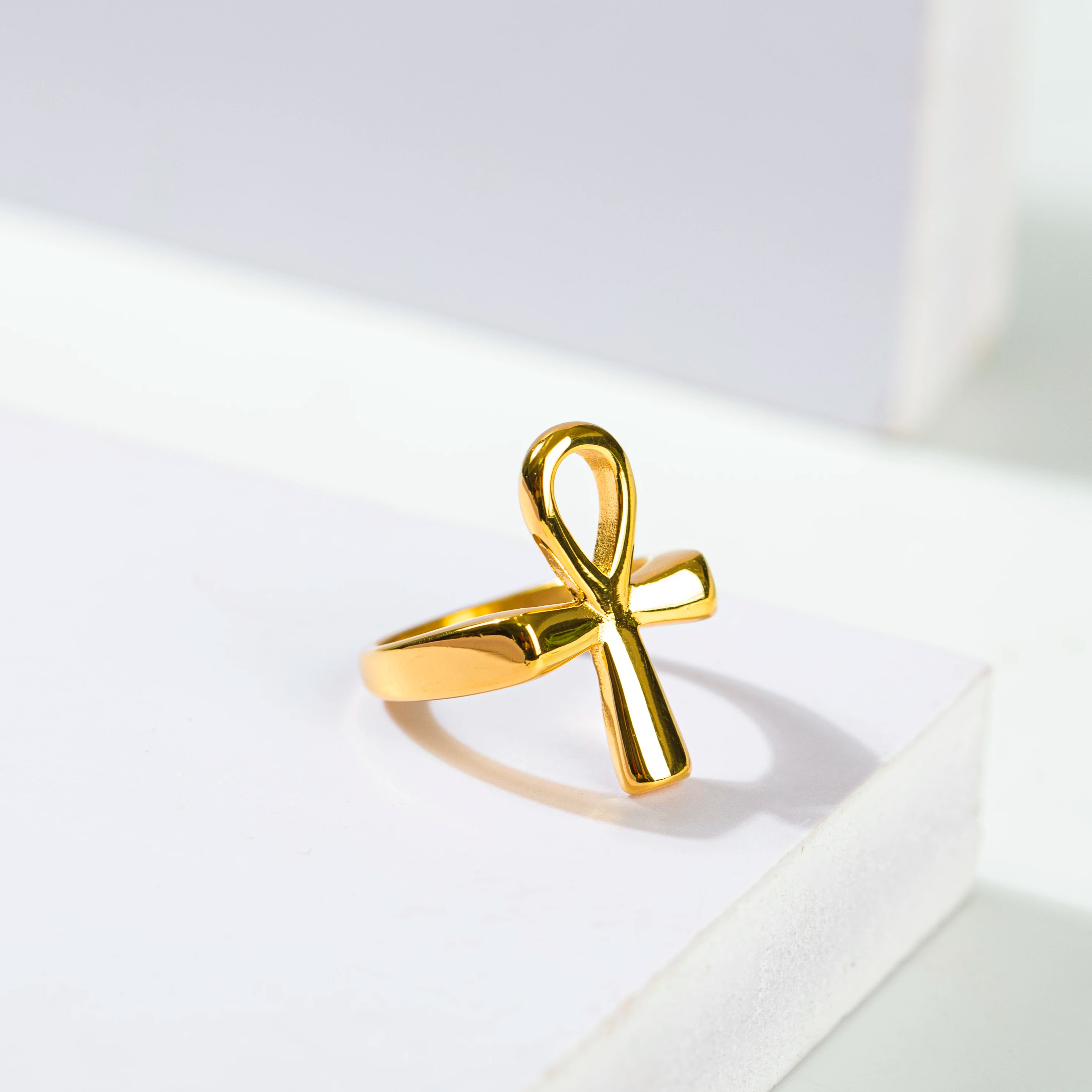 Ankh Ring Men/Women Stainless Steel Egyptian Cross Key of the Nile Ring Classic Africa Egypt Couple Jewelry Valentine Rings Gift