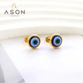 Ason 2023 New Fashion Stainless Steel Stud Earrings Blue Cat Eye Stud Earrings for Women
