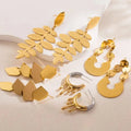 Women New Gold Plated Unique Hypoallergenic Stainless Steel Medieval Gothic Drop Hippie Earrings Beach Wave Leaves Jewelry