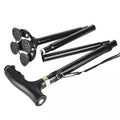 Multi-Function Walking Stick the Elderly Folding Cane With LED Lights Large Base Crutches Non-Slip and Stable