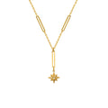 Popular 18K Gold Plated Choker Stainless Steel Six Star Awn Pendant Long Chain Tassel Charm Necklaces for Women