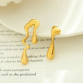 Personality Tarnish Free 18k Gold Plated Earrings Asymmetrical Stainless Steel Irregular Stud Earring for Women Gift