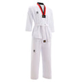 PUREGENERAL Custom Youth Kids Taekwondo Dobok Striped Fabric Uniform with Red Black Collar Martial Arts Equipment