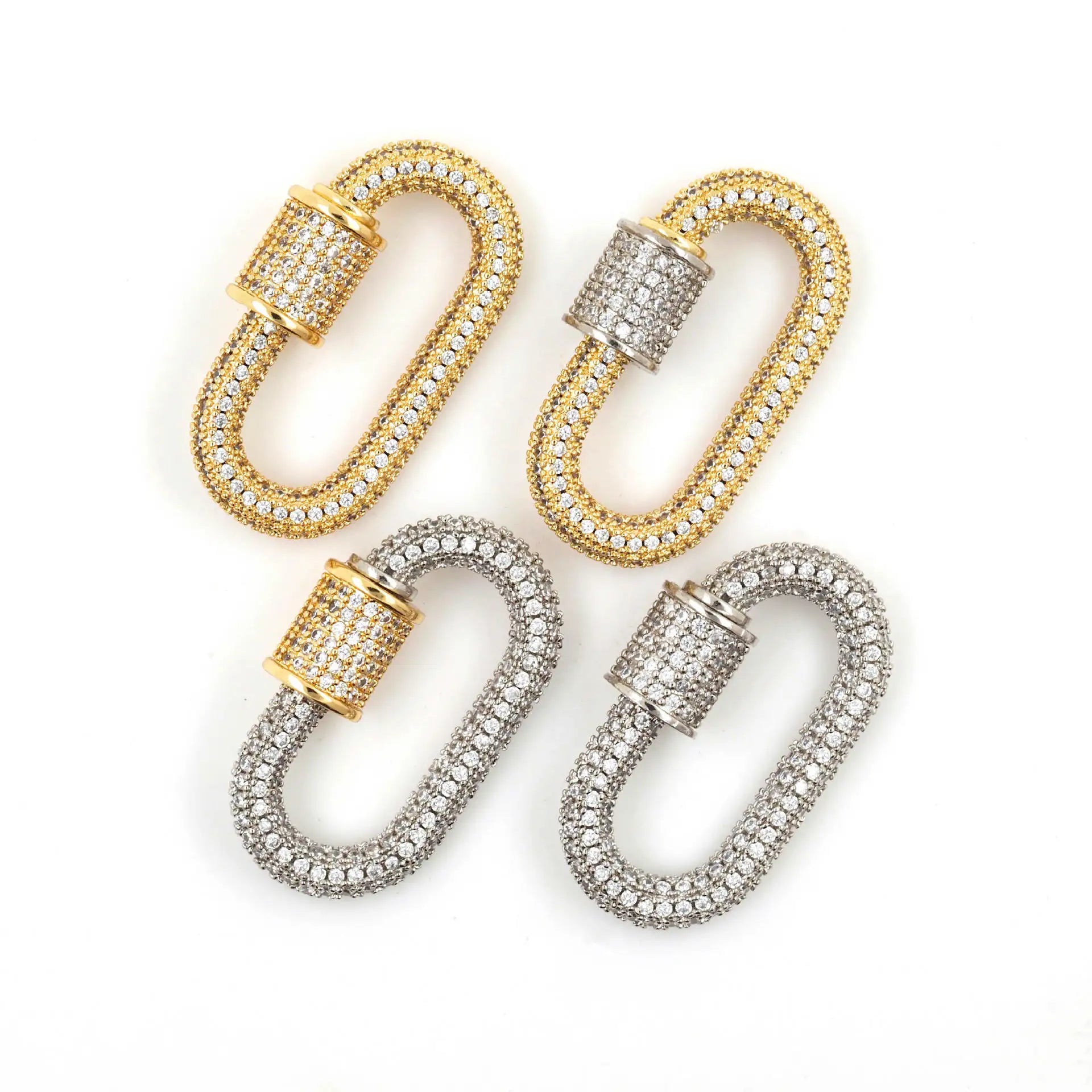 Cross-Border Fashion Accessory Gold Plated Copper Whole Zircon Pendant on Necklace & Bracelet Mountaintop Turnbuckle Wholesale