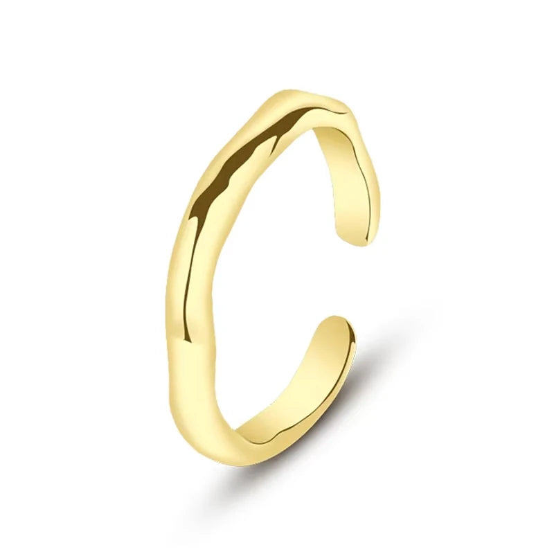 Fashion Irregular Ring 18k Gold Plated Sterling Silver Open Adjustable Fine Jewelry Ring Accessories for Women