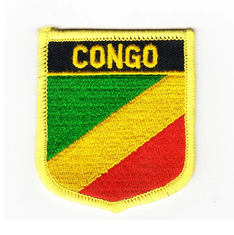 Wholesale CONGO Flag Patch Iron on Embroidered National Flag Patches for Hat