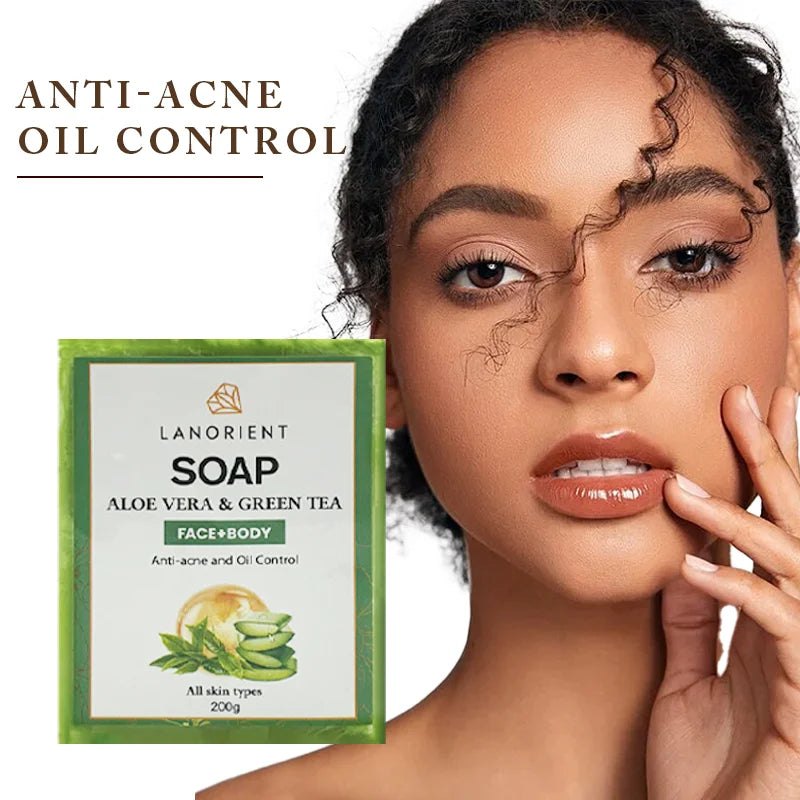 OEM LANORIENT Aloe Vera Soap Cleanser Anti-Acne Anti-Aging Skin Brightening Remove Dark Spots Oil Control Handmade Soap