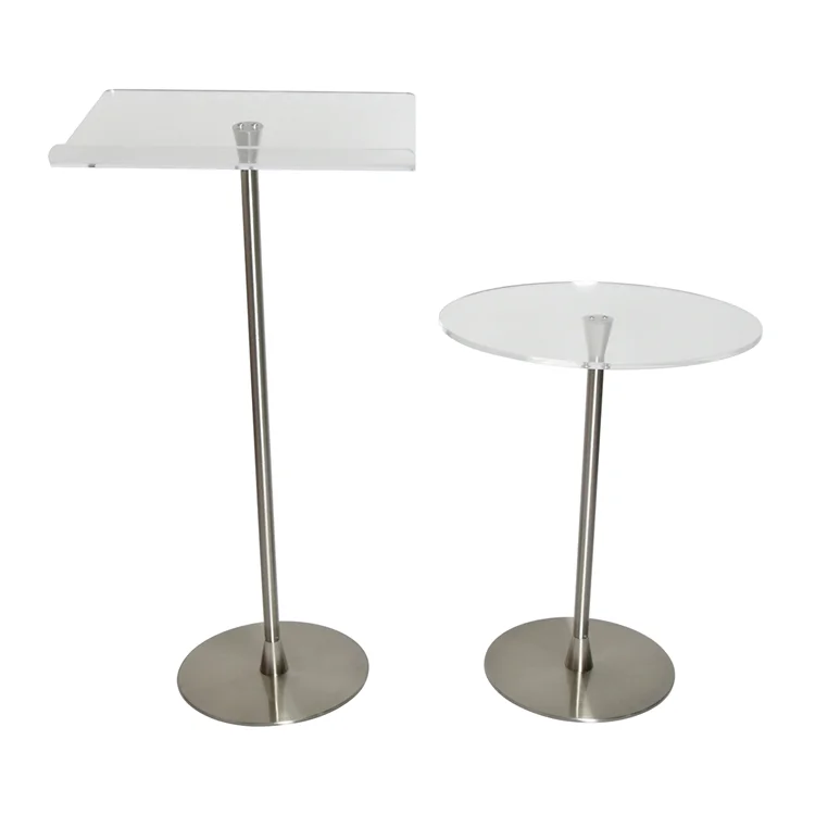 Modern Detachable Clear Acrylic and Metal Podium Lectern Pulpit with Acrylic Table Easy Assembly Customizable Color & Logo