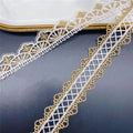 2.6cm/3.2cm Embroidered Lace White Gold Edge Trim Ribbon DIY Garment Craft Sewing