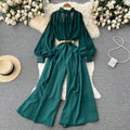 2022 New Arrivals Square Collar Casual Long Jumpsuits Spring High Waist Jump Suits Ladies Elegant Overalls One Piece Wholesale