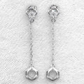 Sterling Silver 5*5mm Semi Mount Line Earrings Empty Support Blank Claws Setting S925 Base Without Center Stone for DIY Inlay