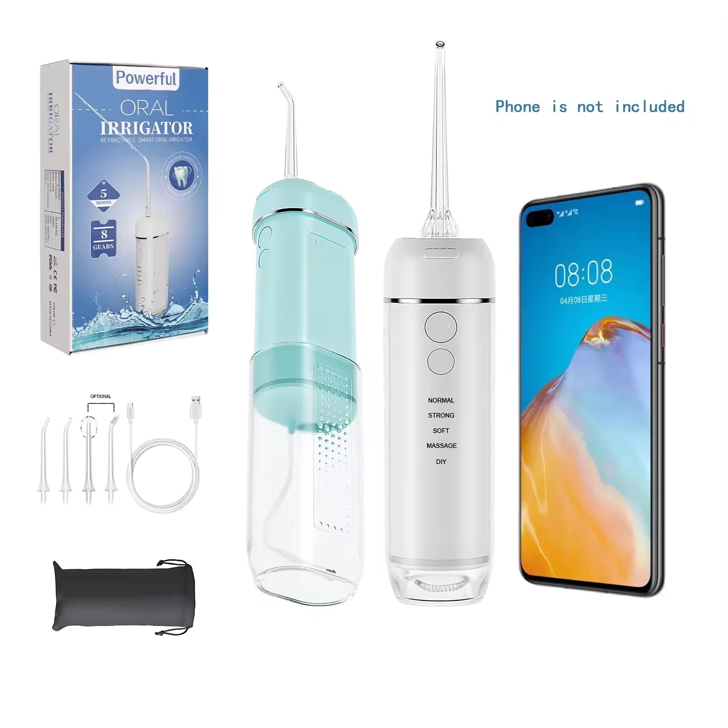 Water Flosser Travel Home Use 200ML Detachable Water Tank Mini 5 Modes Type-C Charging Hidden Nozzle Oral Irrigator Portable