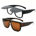 Drop Ship 501 Square Rimless Wear on Flip up Sunglasses Unisex Polarized Lenses Designer Fit Over Glasses