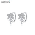 LUOTEEMI Huggie Woman Trendy Flower Zircon Fashion Large Jewelry Elegant Cubic Big Hoop Earring