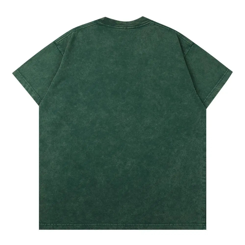New Rightdo Acid Washed Heavyweight Vintage T Shirts 300GSM 100% Cotton Sun Faded T-Shirts Loose Fit in Blank Custom Printing