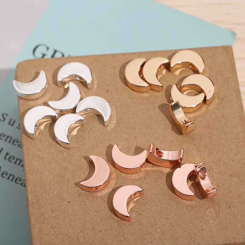Wholesale Fashion Brass DIY Jewelry Accessories Moon Beadsimitation Gold Plating.12*5*4 mm