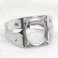 Sterling Silver 10*13mm Semi Mount Men's Ring Frame Empty Blank Claw Setting S925 Base Holder Without Center Stone for DIY Inlay