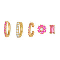 Fashion Flower Ear Stud Set 18k Gold Brass Sweet Lovely Simple Earrings Personality Design Sense 5pcs Girls Studs Earrings Sets MegaBDM