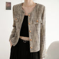 Casual Suit Woven Small Fragrant Coat Women's 2023 Autumn New Single Breasted Short Top