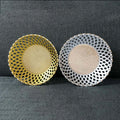 8" Gold Silver Round Subtlety Lightweight Compact Skeleton Lozenge Pattern Decorative Bowl Fruit Dish Tray Charger Plate