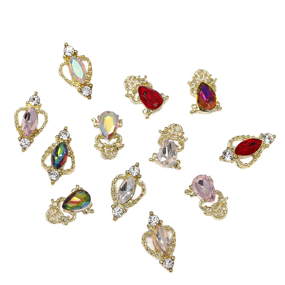 3D Luxury MingLee Brand Gold Alloy Colorful Nail Rhinestones 10pcs/bag Women DIY Nail Art Supplies Bling Bling