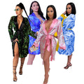 Custom Robes Women Sexy Money Print Robe Satin Silk Women Bath Robes Sleepwear Zodiac Sign