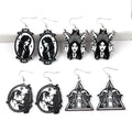 Gothic Dark Style Spooky Scary Kitty Pretty Women Special Black Figure Print Acrylic Drop Earrings for Women