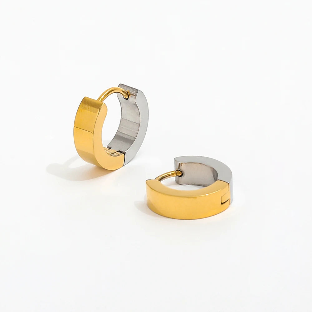 JOOLIM High End 18K Gold Plated Stainless Steel Gold & Silver Hoop Earring Wholesale Tarnish Free & Waterproof