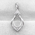 Sterling Silver 9*12mm Semi Mount Pendant Empty Frame Blank Support Setting S925 Base Holder Without Center Stone for DIY Inlay
