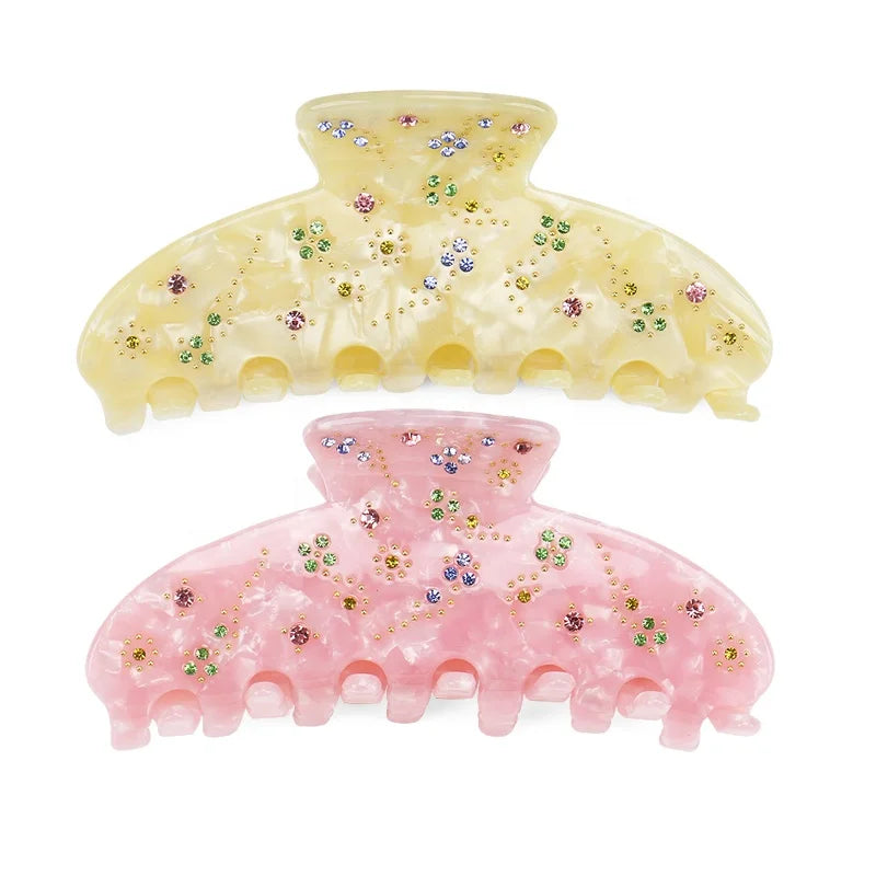 Ins Hot 10.5cm Hair Claw Letter Custom Cellulose Acetate Claw Clips with Logo Glitter Rhinestones