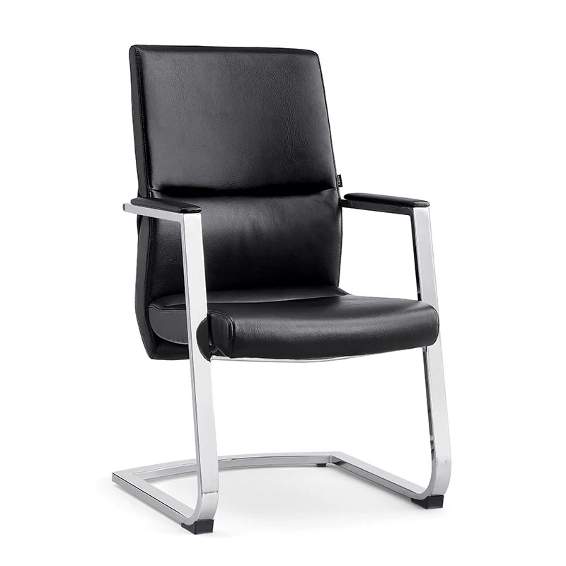 Custom Modern Best Ergonomic Black Genuine Leather Conference Visitor Meeting Guest Conference Room Office Chairs