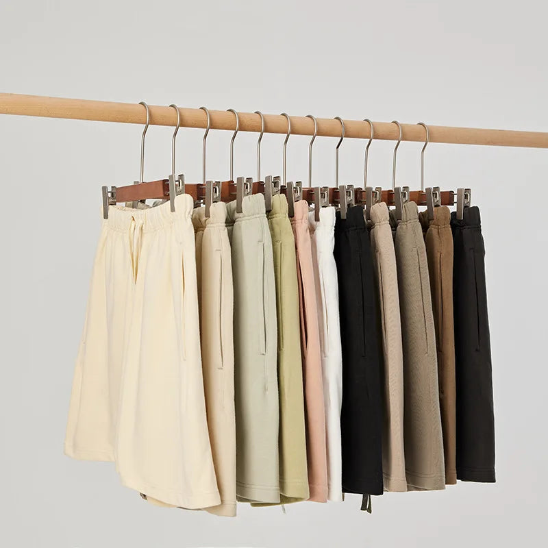 Clothing Manufacturer's Men's Casual Summer Shorts 450g 100% Cotton Breathable Beach Vintage Double Strand Drawstring