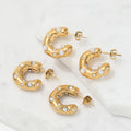 Joolim Jewelry Chunky Zircon Statement Designer Stainless Steel Hoop Earrings Trendy Gold Plated Waterproof Jewelry MegaBDM