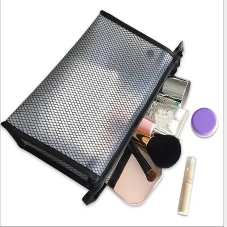 Hot Selling Fashion Travel Custom Zipper Mesh Makeup Cosmetic Bag