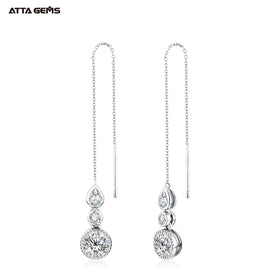 Earrings Drop Moissanite Earrings Studs Round Shape D Color VVS Moissnite 925 Sterling Silver Gift for Her