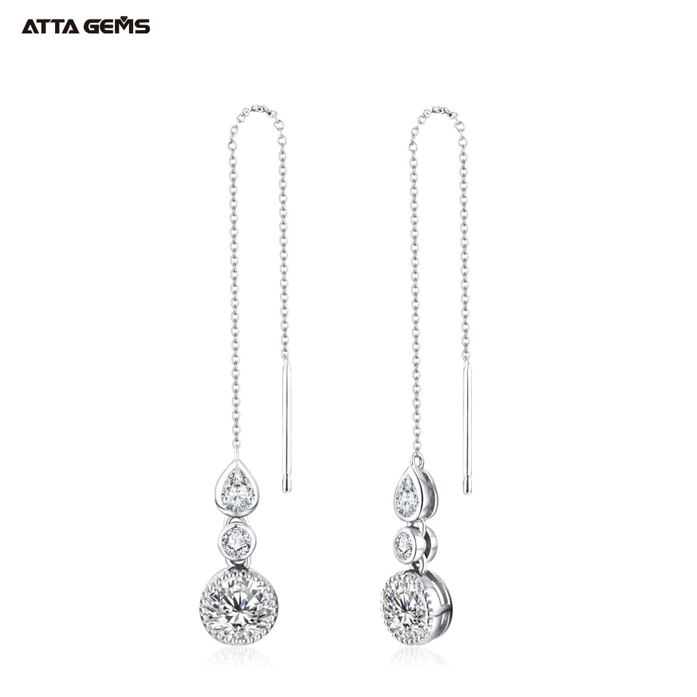 Earrings Drop Moissanite Earrings Studs Round Shape D Color VVS Moissnite 925 Sterling Silver Gift for Her