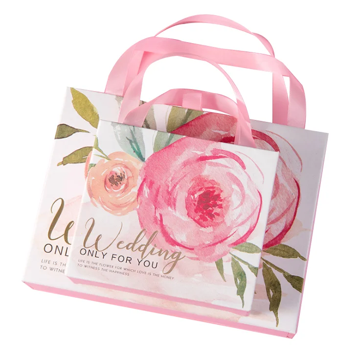 Factory Wholesale love valentines gift box packaging pink rose pattern boxes