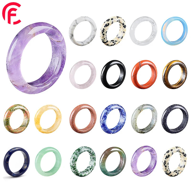 Natural Stone Agate Ring for Women and Men Natural Red Agate Black Agate Onyx Crystal Gemstone Amethyst tiger Eye Rings Jewelry