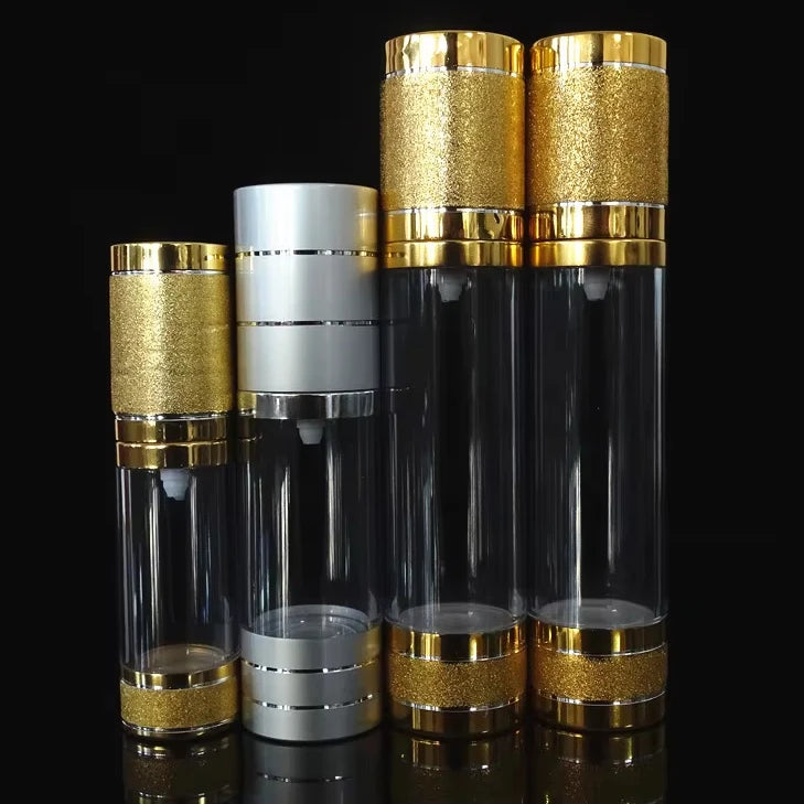 15ml 30ml 50ml 100ml 120ml Empty Vacuum Gold Silver Cosmetic Skincare Lotion Aluminum Airless Pump Bottle Packaging MegaBDM