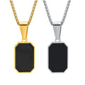 Geometric Hot Selling Square Epoxy Pendant Wholesale Long Cuban Link Chain Necklace Stainless Steel Jewelry for Men PN1690