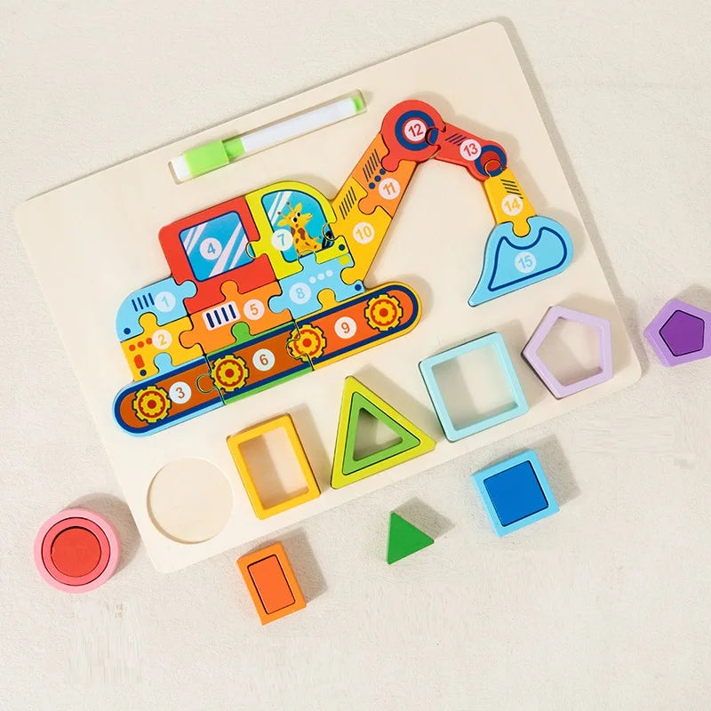Cpc Ce 3D Puzzles Learning Game Educational Drawing Board Toy Kids Montessori Geometric Shape Matching Wooden Toys
