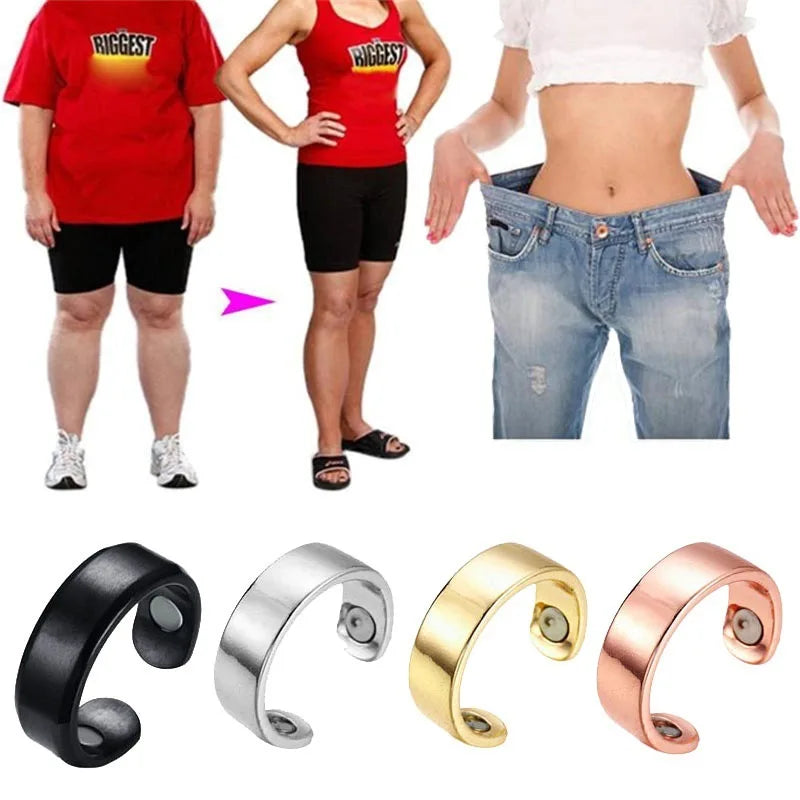 Hot Sale Rose Gold Opening Adjustable Rings Health Care Magnetic Rings Creative Glaze Lose Weight Lymph Detox Rings