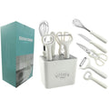 Kitchen Gadgets 6Piece Fruit Peeling Knife Set with Storage Seat Melon Planer Scissors Fruit Knife Egg Beater Set