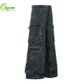 Custom New Premium Wide Leg Super Baggy Cargo Denim Jeans Manufacturer Street Stacked Big Pocket Camo Plus Size Men'S Jeans