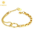 Simple Women Non Tarnish Fashion Jewelry 18K Gold Plated Stainless Steel Half Bead Half Box Chain Bracelets